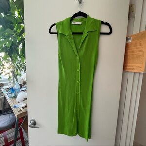 Zara button down green dress